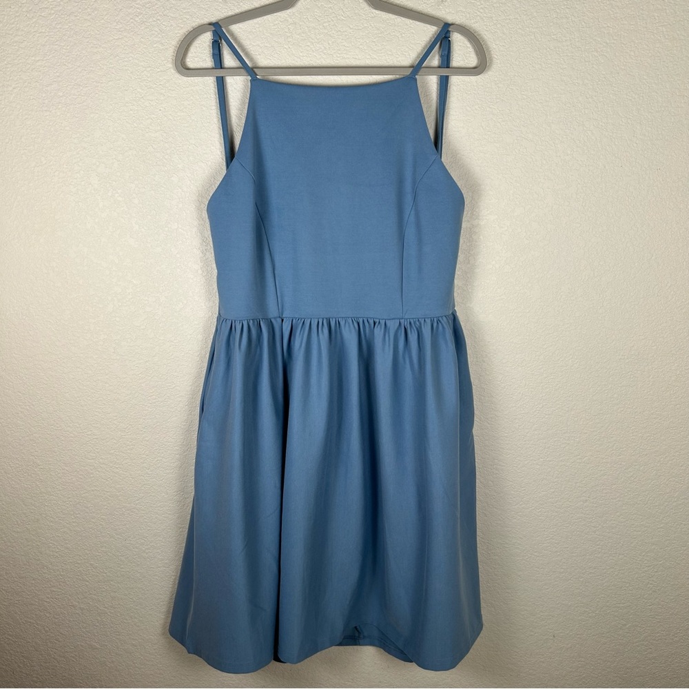 FANCYINN Women’s Sz L Fit and flare backless short sundress skaterdress